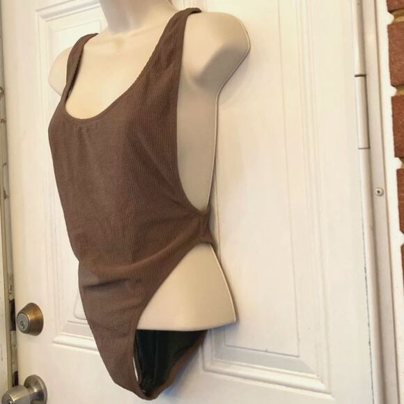 MALIBU RETRO 80s 90s Inspired Ribbed High Cut Low Back 1 Piece DIXPERFECT Medium - Picture 7 of 12